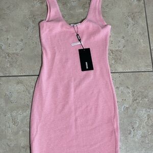 NWT Weekday Pink Midi Organic Cotton bodycon Dress Size Small Chest 26”